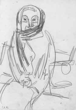 Wartende Marktfahrerin