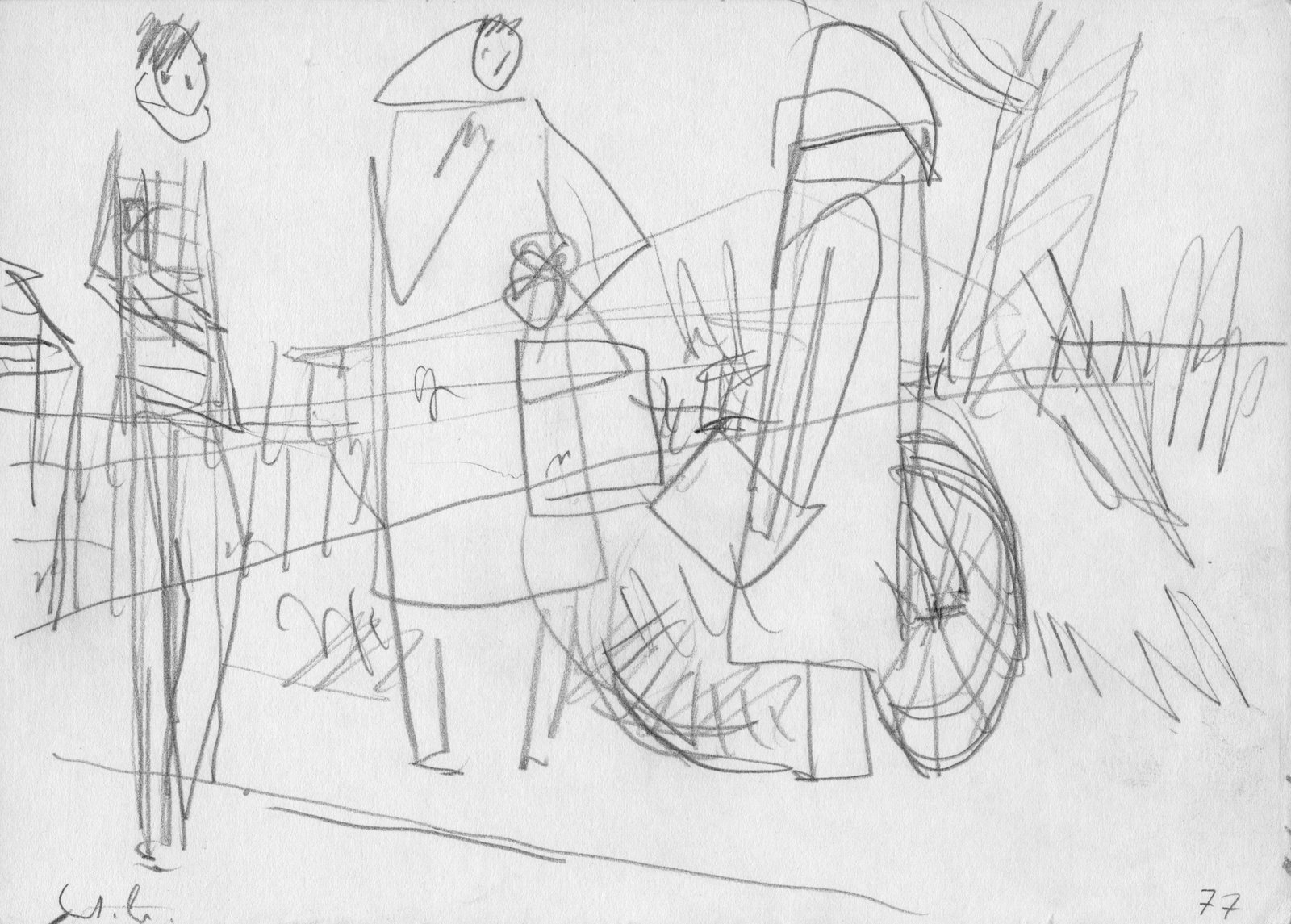 Gespräch beim Fahrrad / Blbg.3Kg Markt +(Bahn)