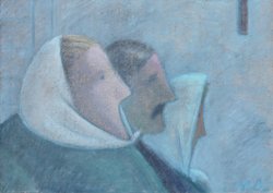 Bauersleute in sommerlicher Kirche