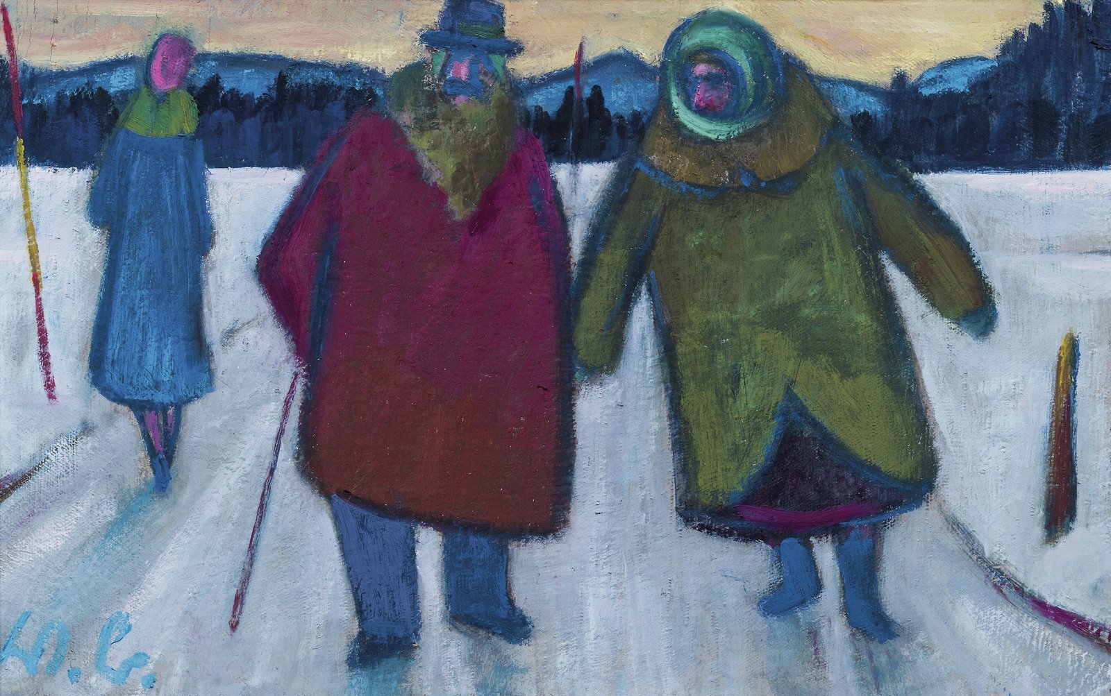 Bauernpaar bei Glatteis