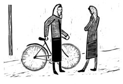 Gespräch beim Fahrrad