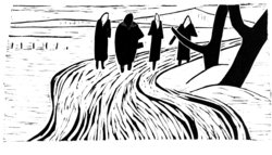 Vier Frauen auf dem Heimweg