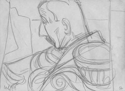 Betender mit Taufstein