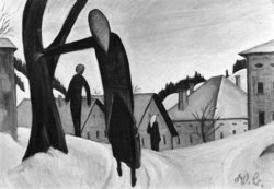 Wintermorgen im Dorf