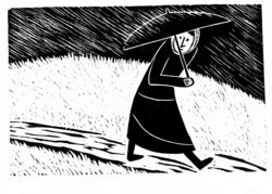 Im Regen Davoneilende