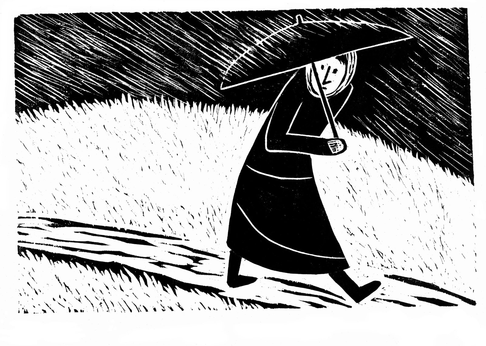 Im Regen Davoneilende