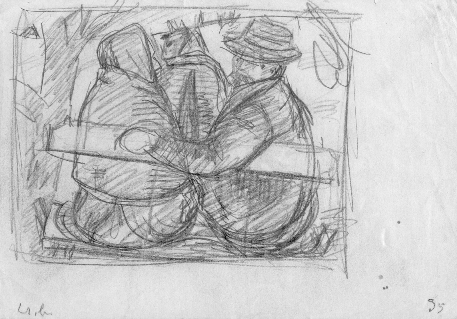 Bauernpaar auf dem Schlitten