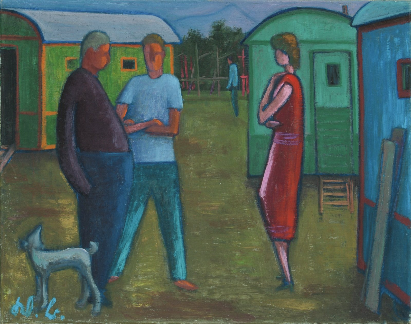 Marktfahrer und Wohnwägen